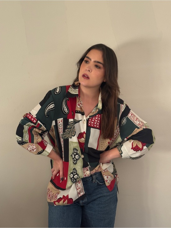 Canda Tops - Vintage Canda Paisley Patchwork Button-Up Shirt Y2K